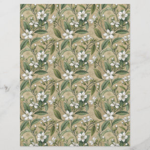 Jasmin Flowers bontanic scrapbook paper white