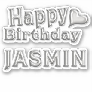 Jasmin Happy Birthday silver Sticker