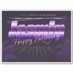 Jasmin Name First name lila retro Sticker Birthday