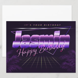 Jasmin Name First Name pura retro Map Birthday Card