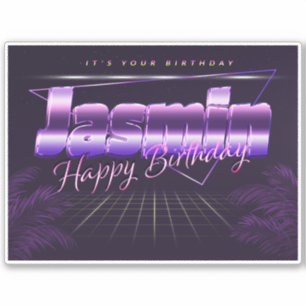 Jasmin Name Vorname lila retro Sticker Geburtstag