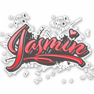 Jasmin red Heart Graffiti Sticker