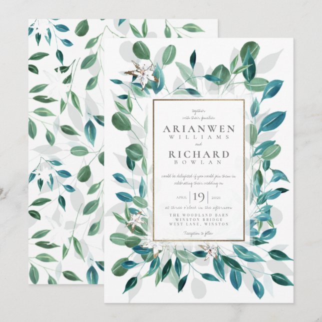 Jasmin rustic garden wedding invitation (Front/Back)