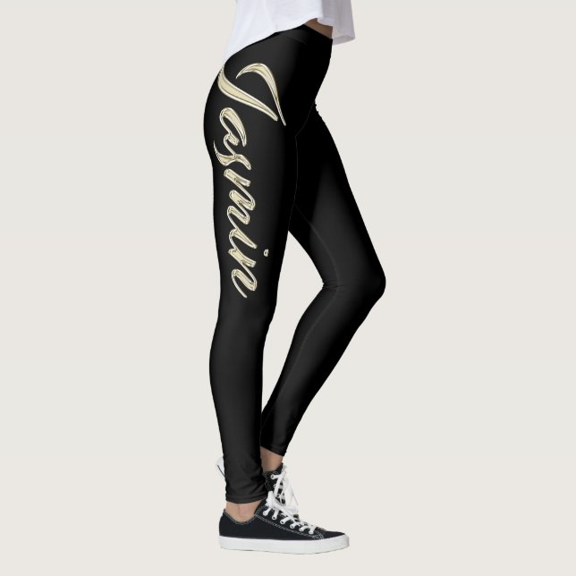Jasmin white gold Handwriting trousers Leggings (Right)