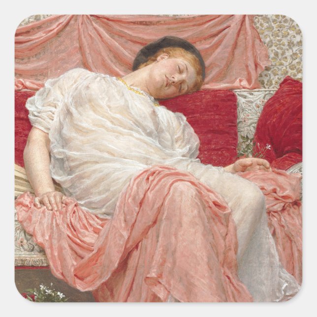 Jasmine by Albert Joseph Moore, Victorian Fine Art Square Sticker (Front)