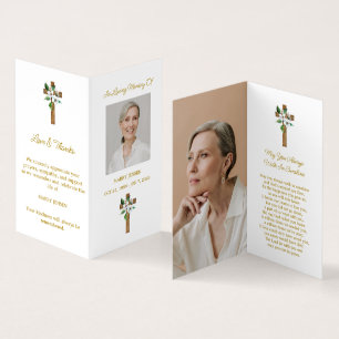 Jasmine Cross Folded Photo Funeral Prayer Card