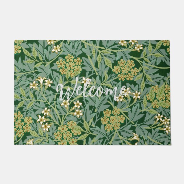 Jasmine Flower Vintage Ornament Illustration Doormat (Front)