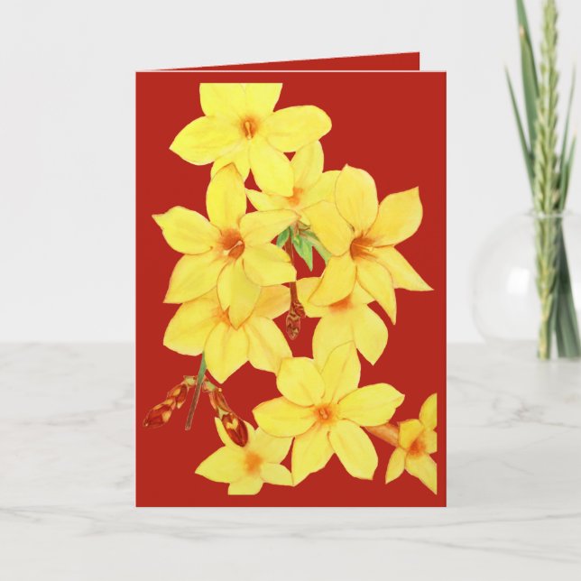 Jasmine FLower Watercolor Greeting Card (Front)