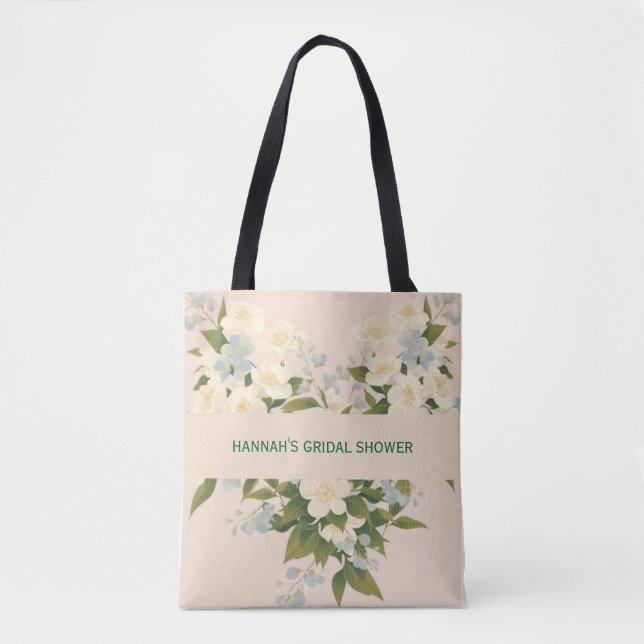 Jasmine Flowers in Traditional Art Bridal Shower Tote Bag (Front)
