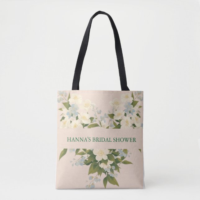 Jasmine Flowers in Traditional Art Bridal Shower Tote Bag (Front)