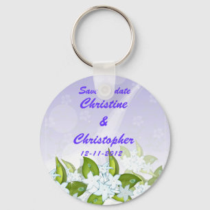 Jasmine Flowers Save the Date Key Ring