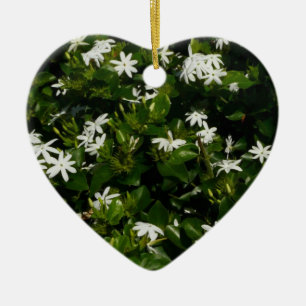 Jasmine Flowers Tropical Floral Botanical Ceramic Tree Decoration
