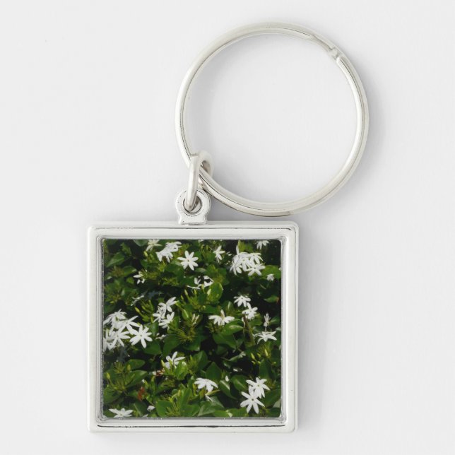 Jasmine Flowers Tropical Floral Botanical Key Ring (Front)