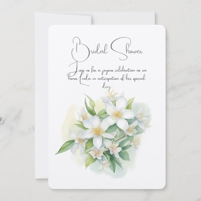 Jasmine flowers. White flowers wedding.  Invitation (Front)