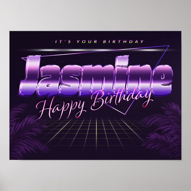 Jasmine name First name lila retro Poster (Front)