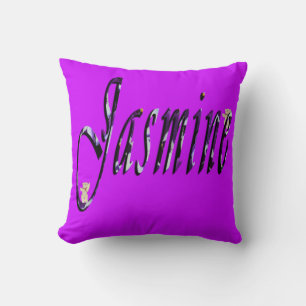 Jasmine, Name, Logo, Magenta Throw Cushion. Cushion