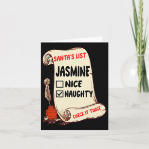 Jasmine Name - Santa Naughty Nice List Funny Xmas Card