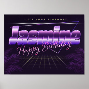 Jasmine Name Vorname lila retro Poster Geburtstag
