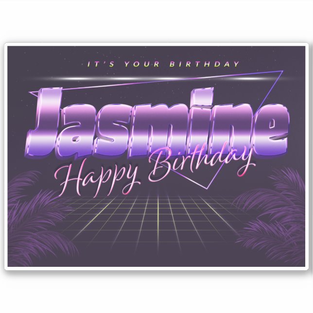 Jasmine Name Vorname lila retro Sticker Geburtstag (Front)