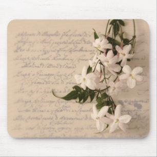 jasmine on old script handwriting mousepad