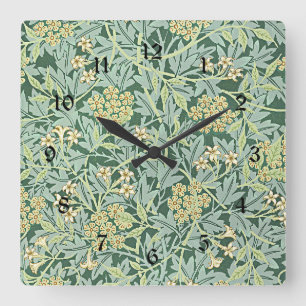 Jasmine, pattern by William Morris, Square Wall Clock
