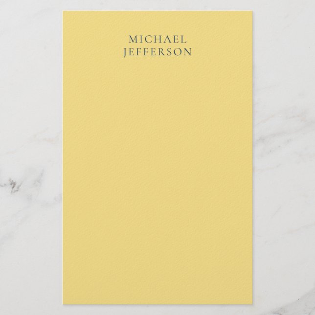 Jasmine & Slate Grey Minimalist Plain Modern Name Stationery (Front)
