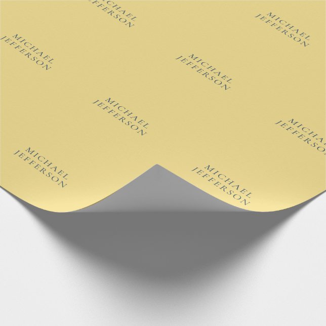 Jasmine & Slate Grey Minimalist Plain Modern Name Wrapping Paper (Corner)