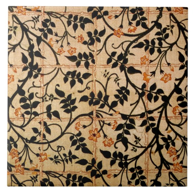 Jasmine trail curtain design, 1868-70 (printed cot tile (Front)