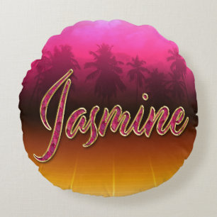 Jasmine Vorname Name golden pink Kissen Round Cushion