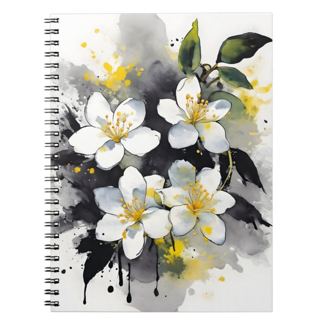 Jasmine - Watercolor flowers Notebook (Front)