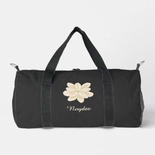 Jasmine White Flower Elegant Name Duffle Bag