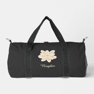 Jasmine White Flower Elegant Name Duffle Bag