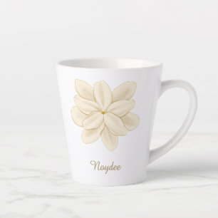 Jasmine White Flower Elegant Name Latte Mug