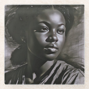 “Jasmine” Women In Charcoal Glass Coaster