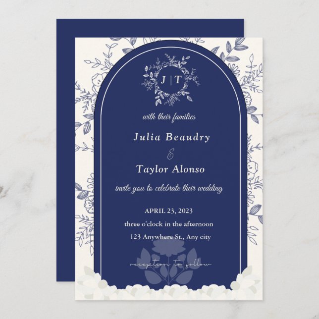 Jasminum Sambac Elegant Floral Wedding Invitation (Front/Back)