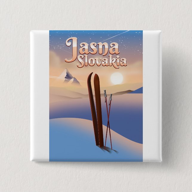 Jasna, Slovakia Ski poster. 15 Cm Square Badge (Front)