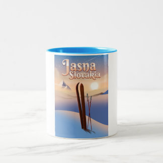 Jasna, Slovakia Ski poster. Two-Tone Coffee Mug