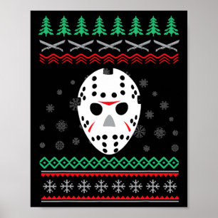 Jason Hockey Mask Ugly Christmas Holiday Festive  Poster