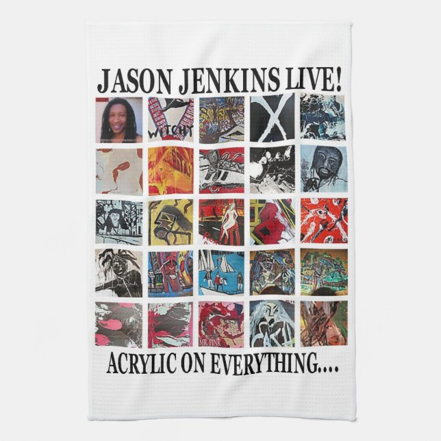 JASON JENKINS LIVE! ACRYLIC ON EVERYTHING TEA TOWEL (Vertical)