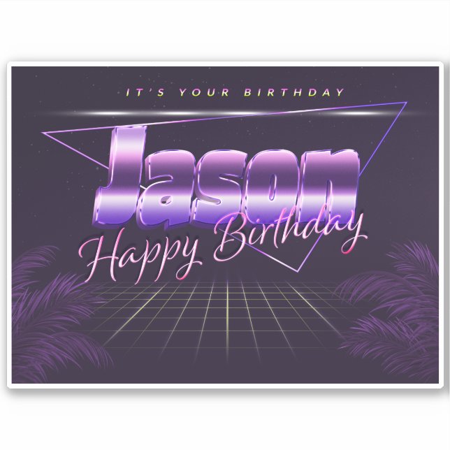 Jason Name First Name lila retro Sticker Birthday (Front)