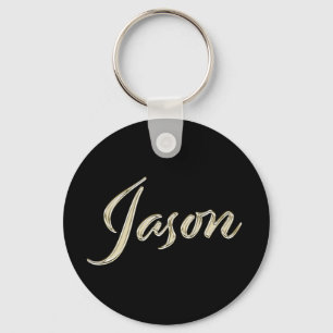 Jason Name whitegold Button Schlüsselanhänger Key Ring
