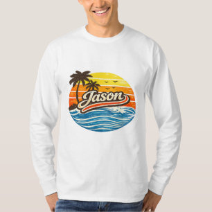Jason Retro Sunset Name Design T-Shirt