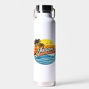 Jason Retro Sunset Name Design Water Bottle
