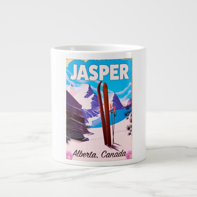 Jasper Alberta Canada travel poster Large Coffee Mug (Front)