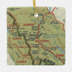 Jasper Alberta Vintage Map Ceramic Ornament