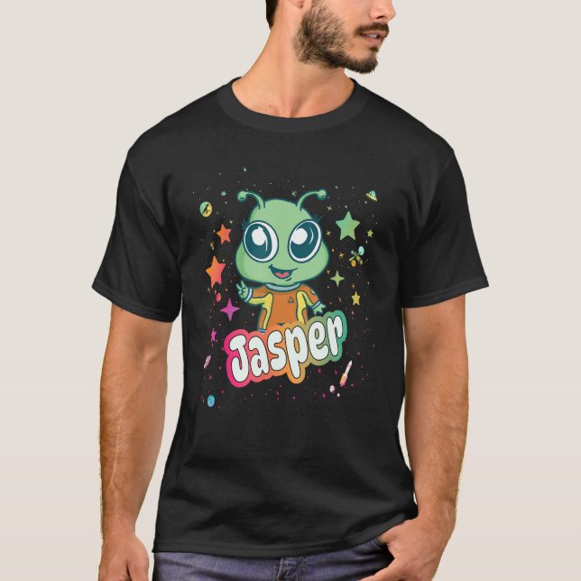 JASPER - Cute Boy Name with cute Alien T-Shirt (Front)