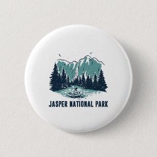 Jasper Mountain Alberta Canada Jasper National Par 6 Cm Round Badge