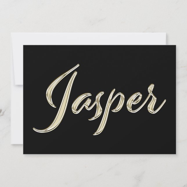Jasper Name white gold Handwriting Card (Front)