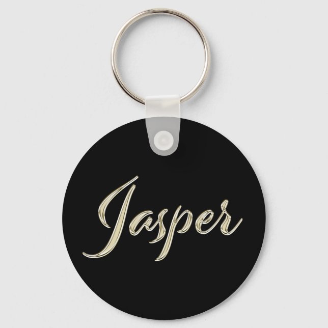 Jasper Name whitegold Button Schlüsselanhänger Key Ring (Front)