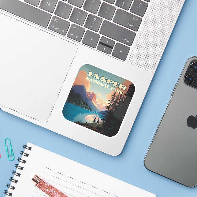 Jasper National Park Alberta Canada Rockies Retro (Laptop w/ iPhone)